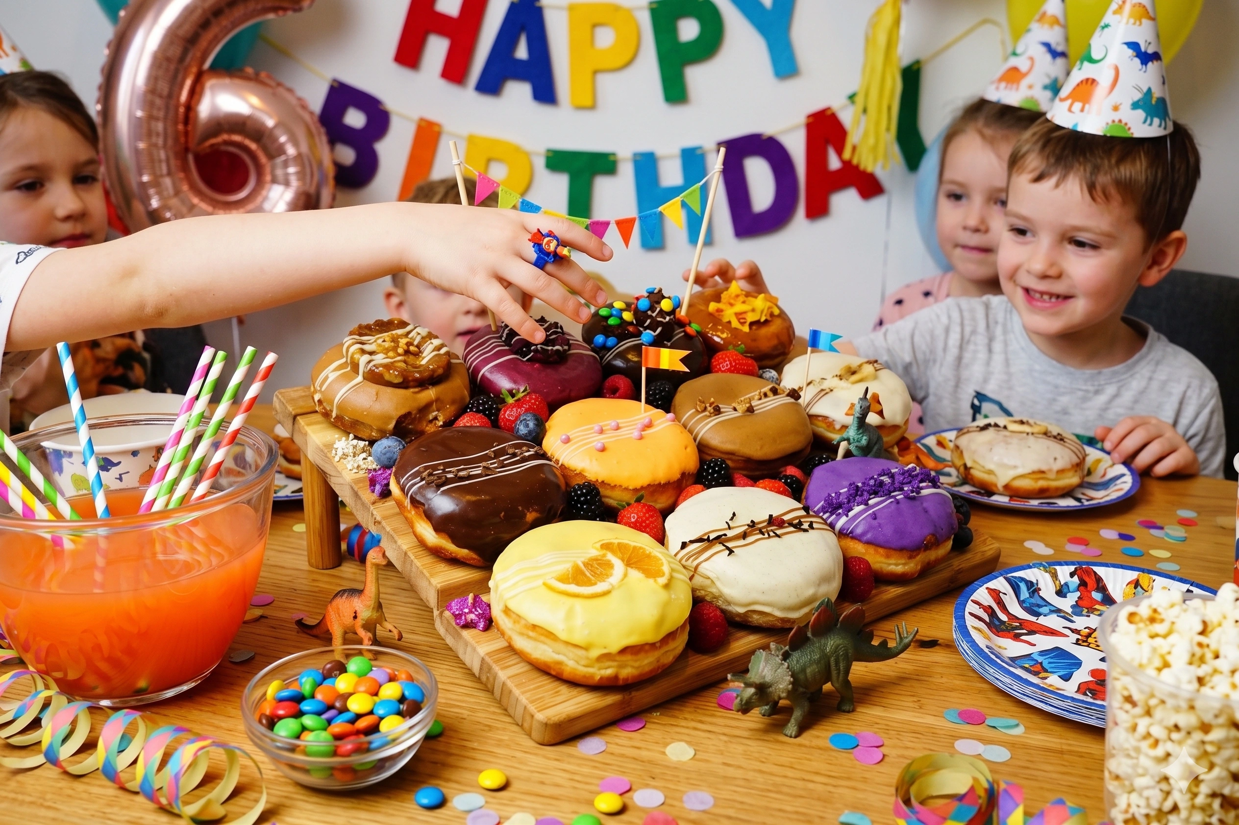 Kids birthday party donut spread